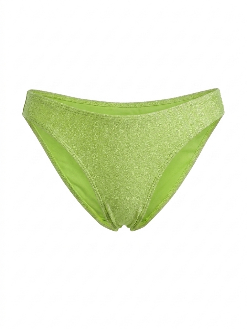 NWT Good American Sparkle Low Rise Brief Bikini Bottom 2 M Electric Lime Neon